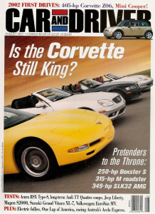 CAR & DRIVER 2001 AUG - Z06, MUGEN S2000, WARREN J.